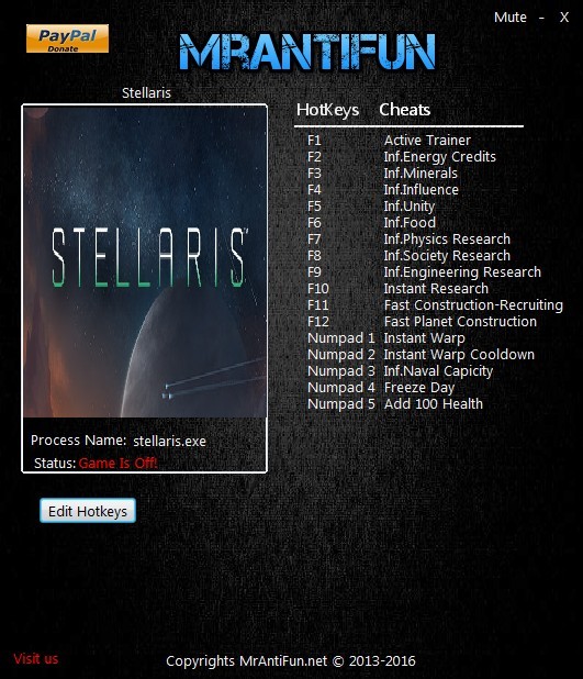 Трейнер +16 для версии 2.1.3 от MrAntiFun