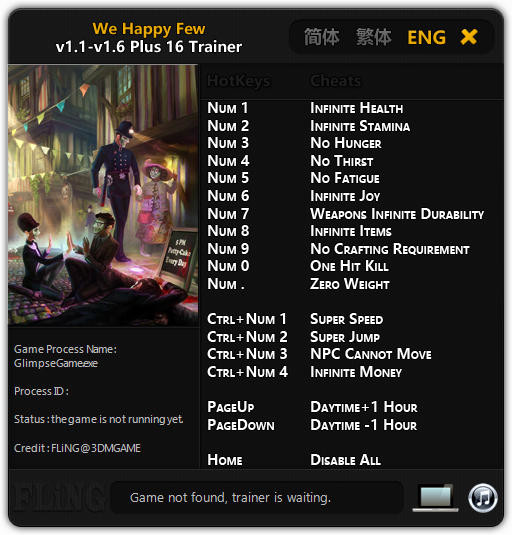 Трейнер +16 для версии 1.6 от FLiNG