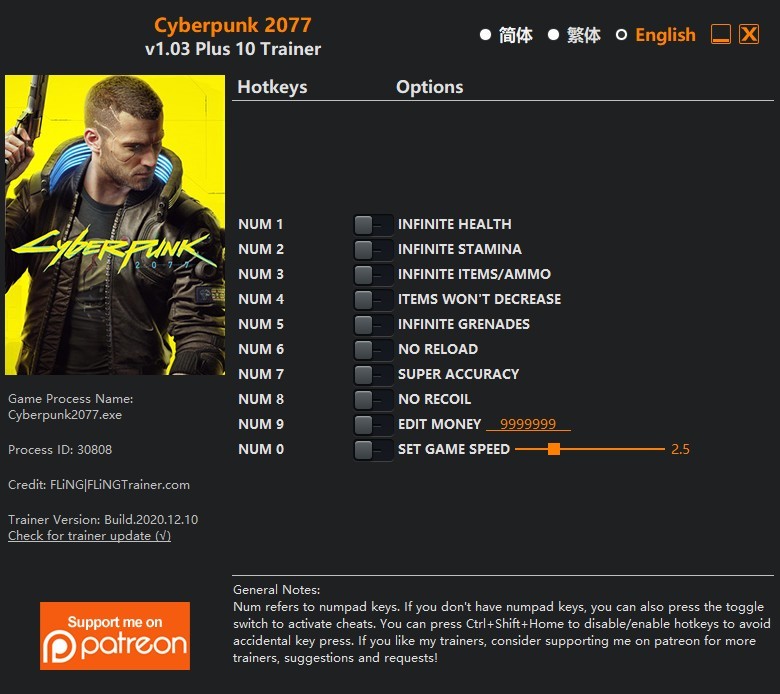 Трейнер +10 для версии 1.03 от FLiNG
