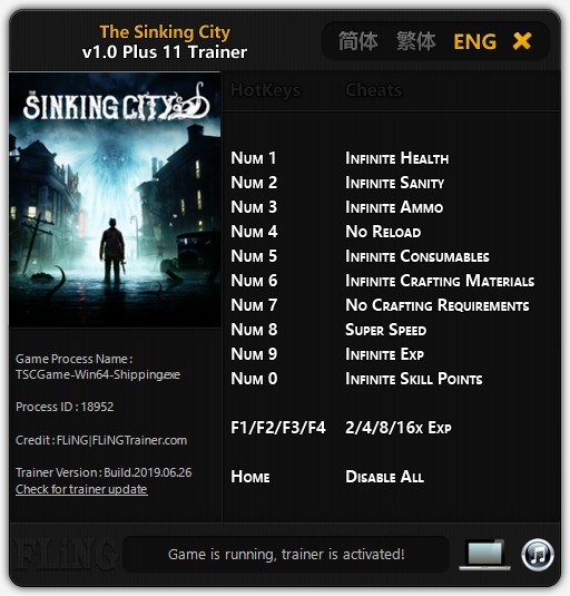 Трейнер +11 для версии 1.0 от FLiNG
