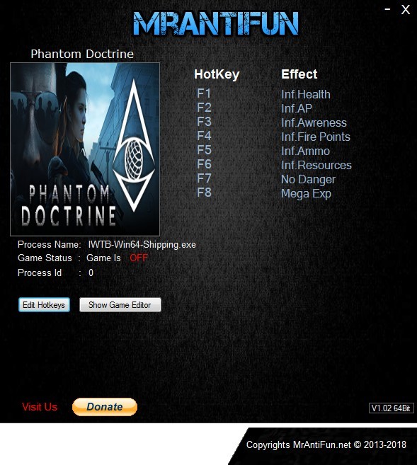 Трейнер +8 для версии 1.00 от MrAntiFun
