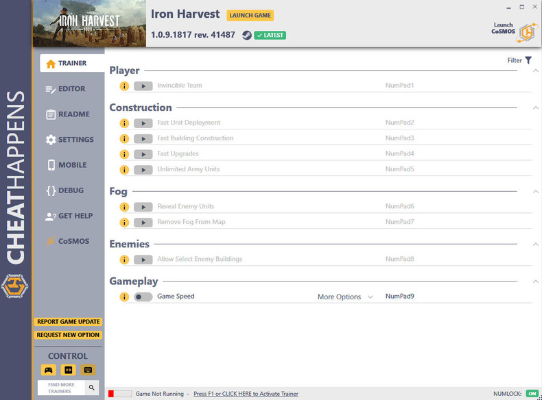 Трейнер +13 для версии 1.0.9.1817 rev. 41487 от CheatHappens.com