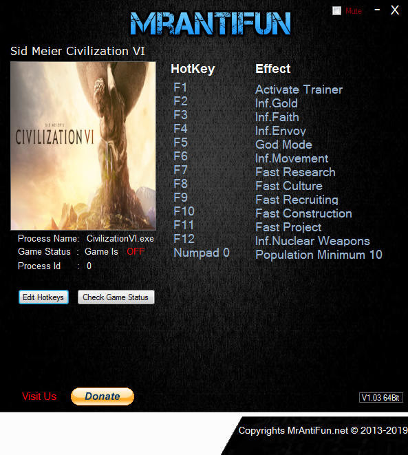 Трейнер +12 для версии 1.0.0.262 + Rise And Fall от MrAntiFun