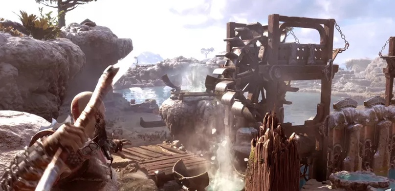 Как отрыть ворота в Свартальфхейм в God of War Ragnarok. Прохождение головоломки с водяным колесом и гейзерами
